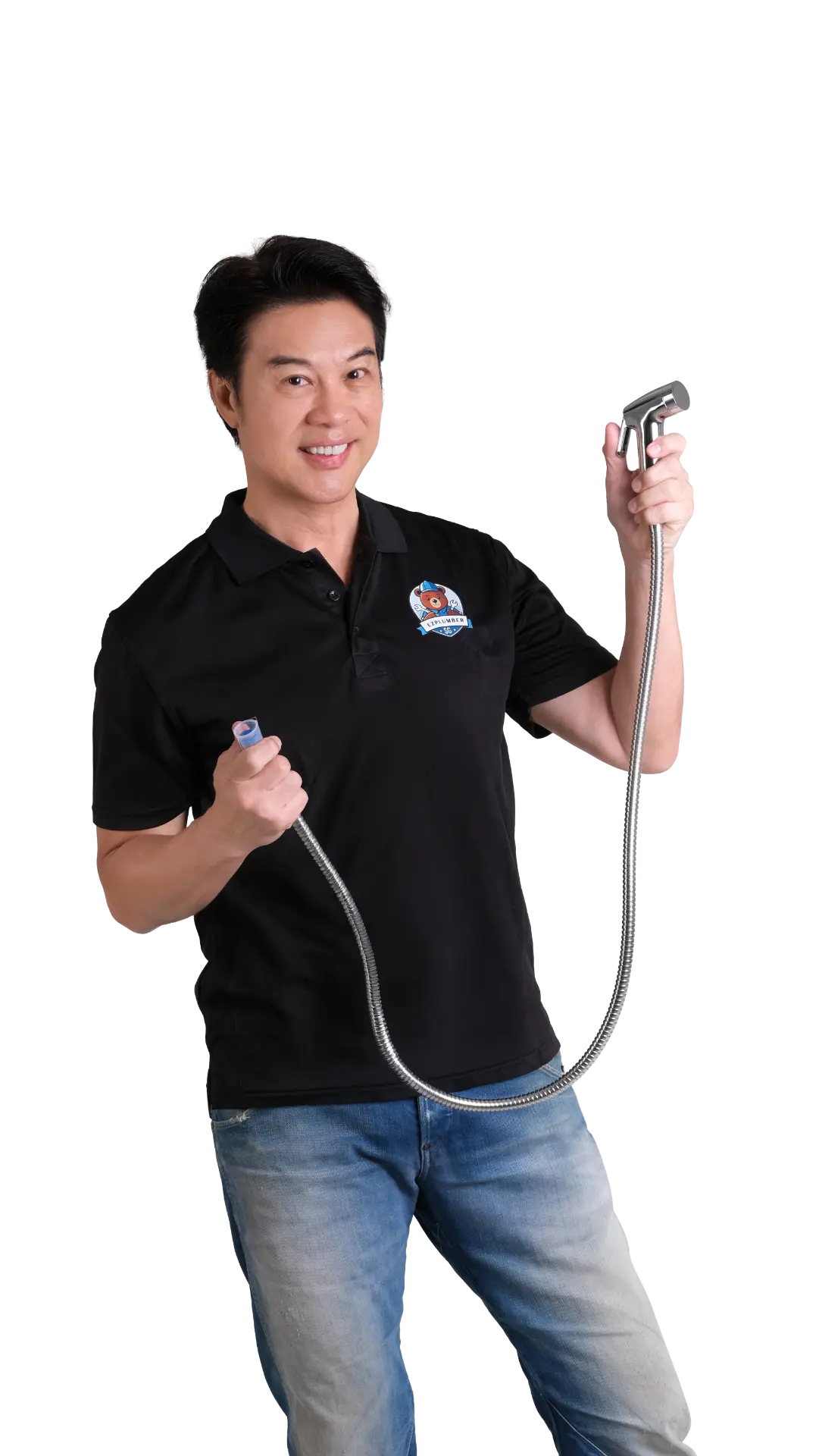 EZ Plumber SG plumber holding a bidet spray ready for installation